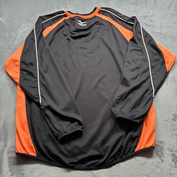 Mizuno Baseball Wind Lite Performance Pullover Shirt Black Orange Men Sz 2XL - Picture 2 of 11